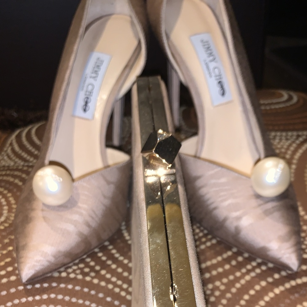 Jimmy Choo Tan Jacquard Pumps 40